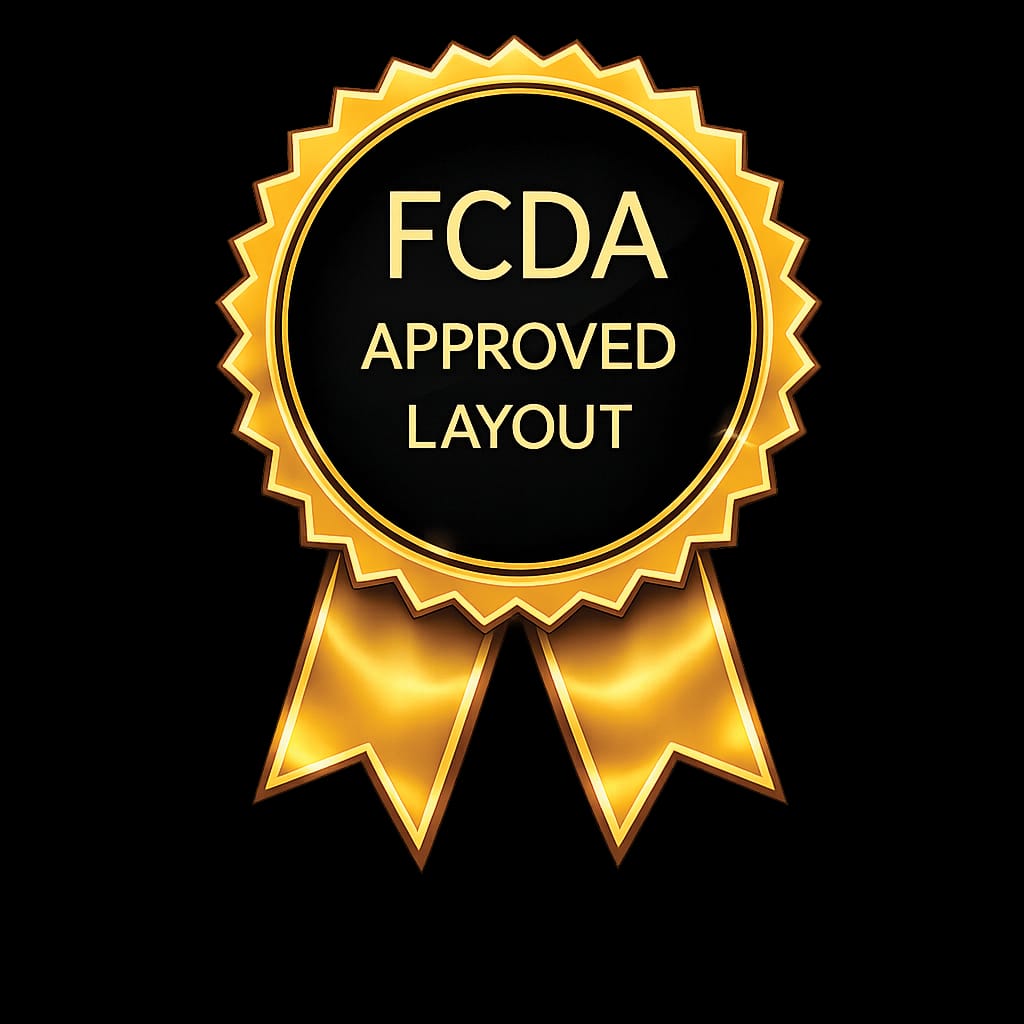 FCDA approved layout